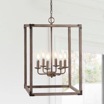 Magnolia Adjustable Iron Rustic Farmhouse LED Pendant - JONATHAN Y